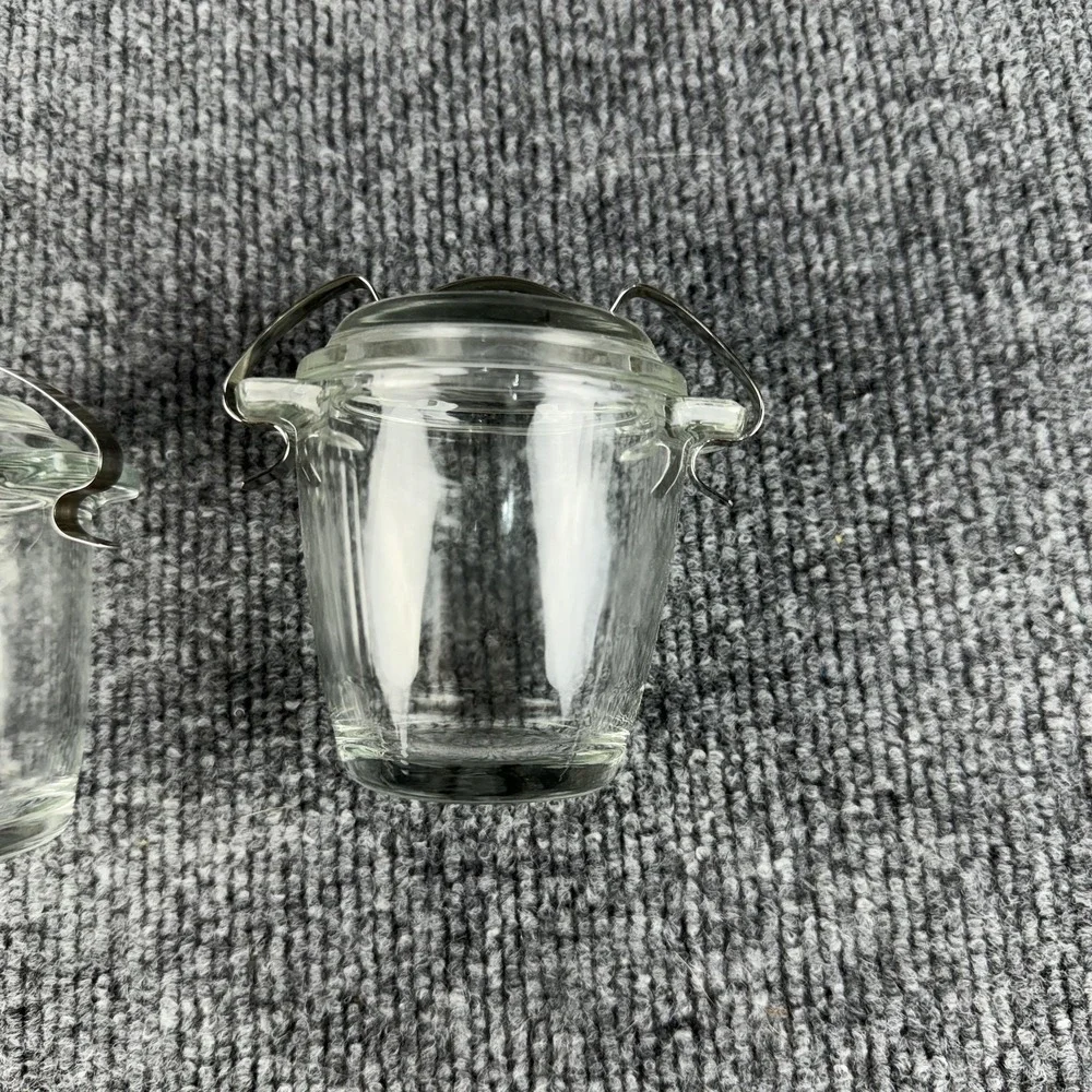 Vintage Sovirel Glass Jam Jars Set Of 2 Clear Round With Lids France Kitchen